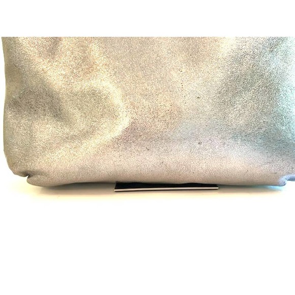 Coach Poppy Silver Pleated Metallic Leather Glam Tote Large - Picture 13 of 14